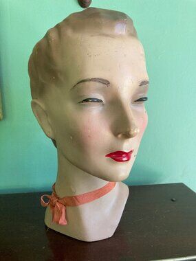 RARE Vintage 1950s 50s Mannequin Ladies Bust Millinery Head Sculpture